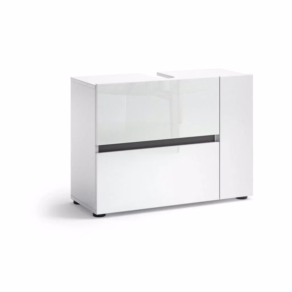 Mobile sottolavabo DMORA Alamo per bagno, bianco lucido, L: 83 cm, P: 34 cm, H: 62 cm – 2