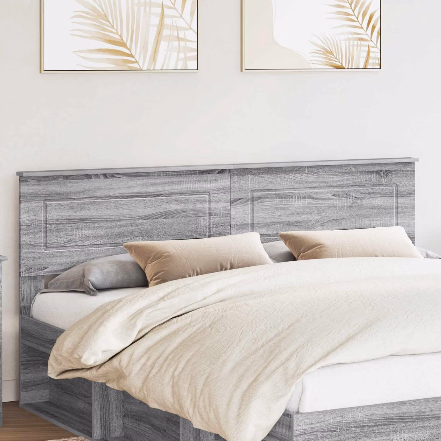 Testiera per letto moderna vidaXL in legno ingegnerizzato grigio Sonoma