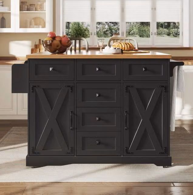 Carrello servitore pieghevole 147x70x93 cm; multifunzionale; in MDF e metallo nero