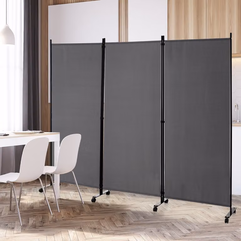 Divisorio Costway a 3 pannelli in tessuto con ruote per privacy, ideale per casa e ufficio, Grigio