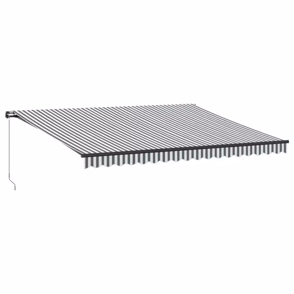 Tenda Retrattile Manuale vidaXL con LED in Alluminio e Poliestere, Colore Antracite e Bianco, L: 450 cm x P: 350 cm – 2