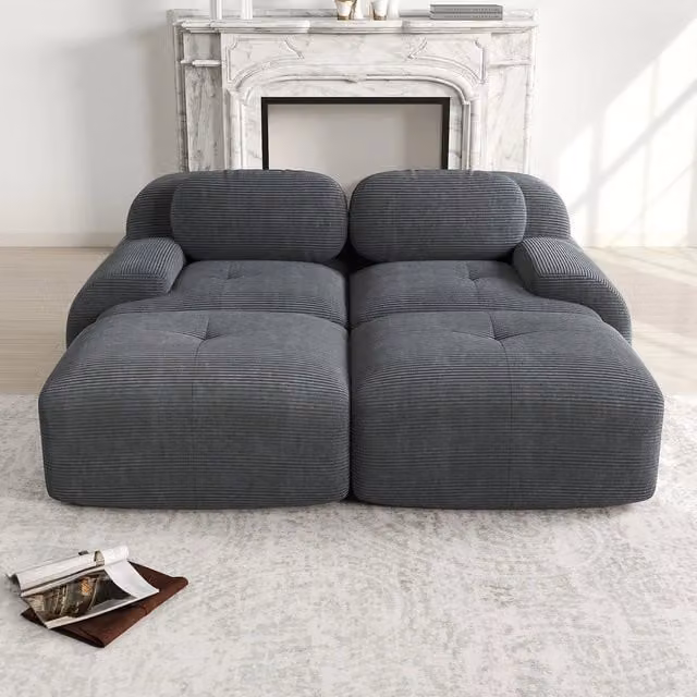 Divano 2 posti ¨C Minimal ¨C Grigio, con braccioli, imbottito, ergonomico, modulare, compatibile con chaise longue
