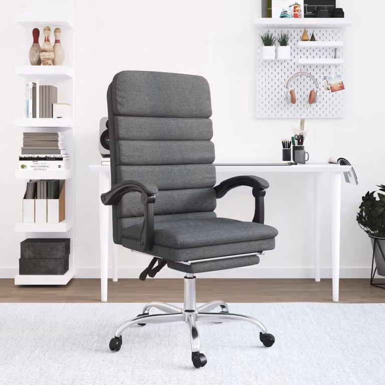 The Living Store Sedia da ufficio con funzione massaggio in tessuto grigio scuro