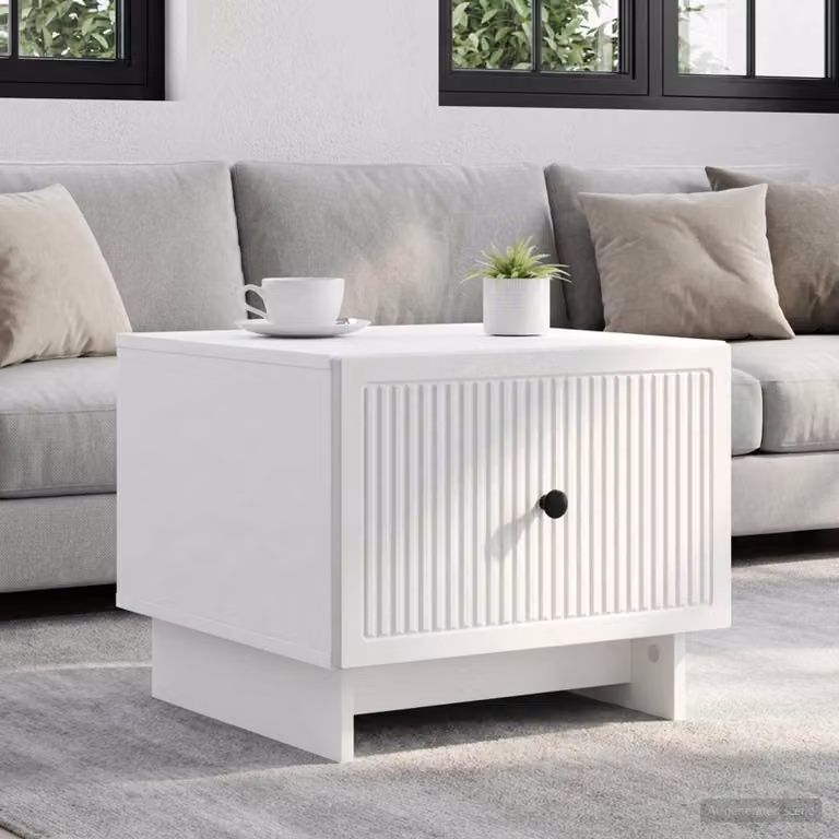 vidaXL Tavolino da salotto moderno in legno MDF bianco L 49 cm x P 50 cm x H 40 cm