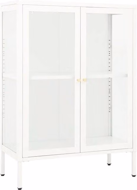 Credenza | Madia | Buffet da pranzo | Armadio da pranzo Bianca 75x35x105 cm in Acciaio e Vetro