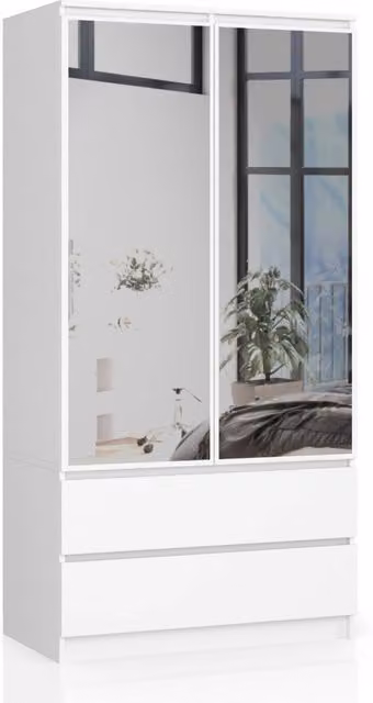 Armadio AKORD S90 Bianca 90 cm 2 ante 2 cassetti 90x51x180 cm
