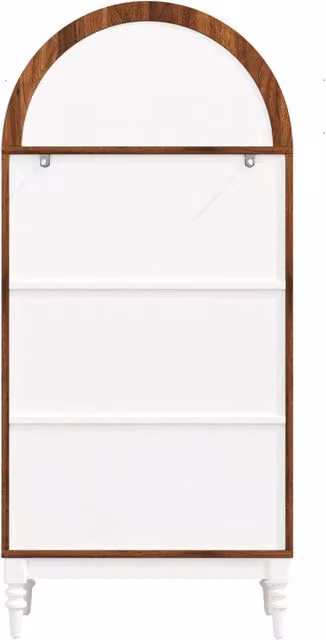Vetrina con arco 165 cm, 2 ante doppie in vetro rigato, 3 ripiani, finiture Nocciola e Bianco