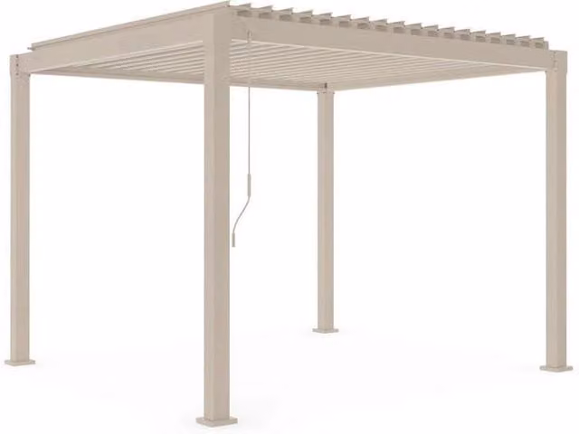 Pergola da Giardino Bizzotto in Acciaio con Tetto Lamellare Beige L: 300 cm, P: 300 cm, H: 240 cm