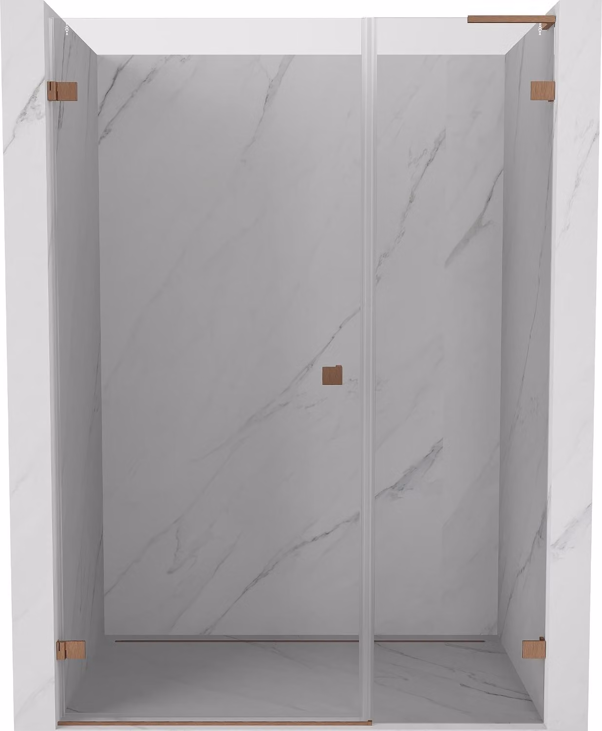 Mexen Lunar-B L porte doccia a battente sinistra 150 cm, trasparente, rame spazzolato - 832SL-150-050-65-00-L