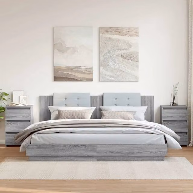Comodini Grigio Sonoma 2 pz-Set di 2 Tavolino da notte 40x35x62,5 cm in Legno Multistrato