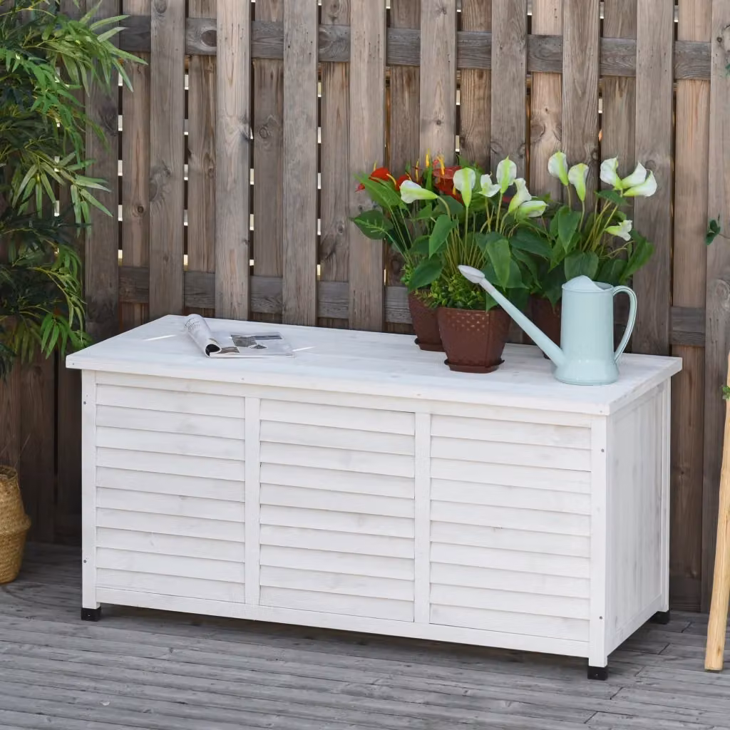 EasyComfort Panca Contenitore in Legno di Abete Bianco per Giardino, L/P/H: 127 x 56 x 60 cm – 2