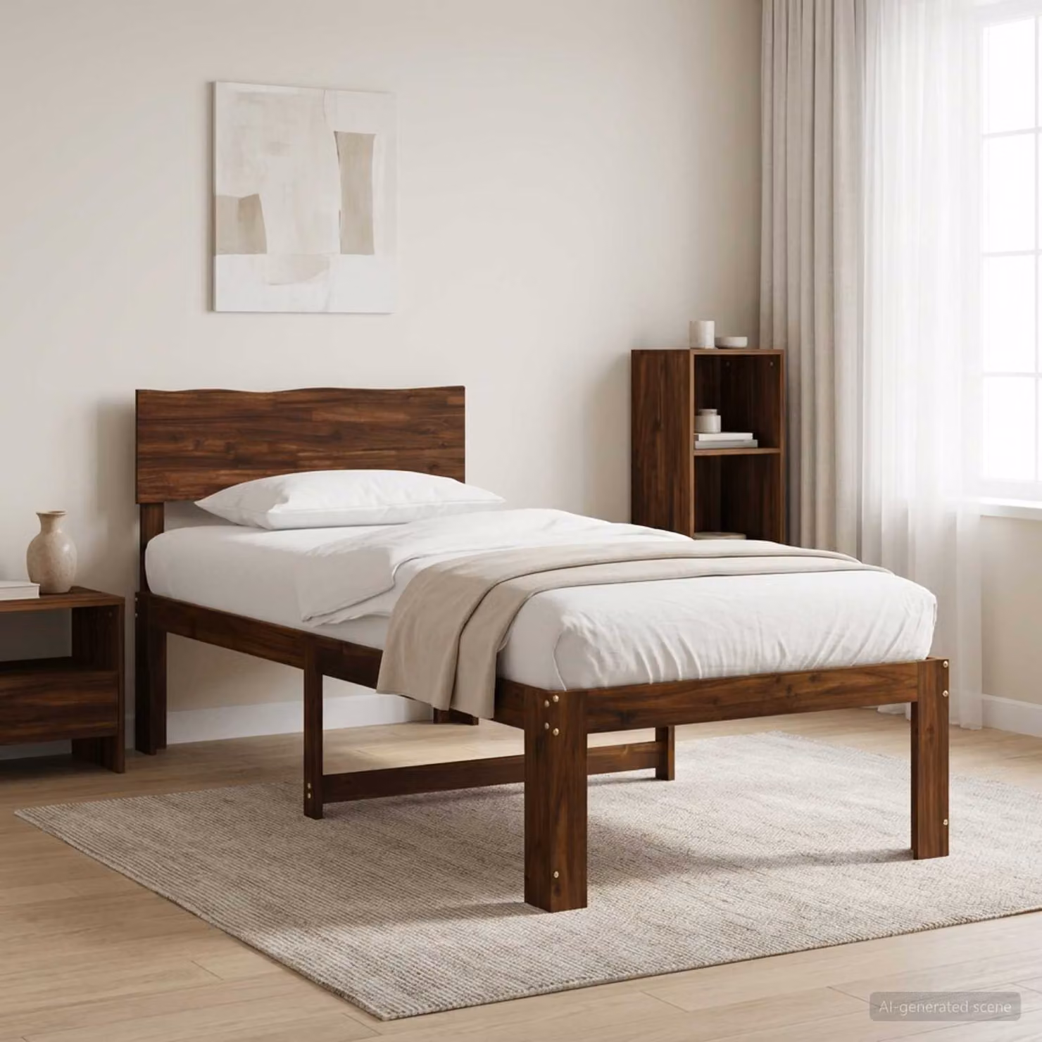 Letto Singolo con Testiera vidaXL ROSTOCK in Legno di Acacia Marrone Scuro L 80 x P 200 cm