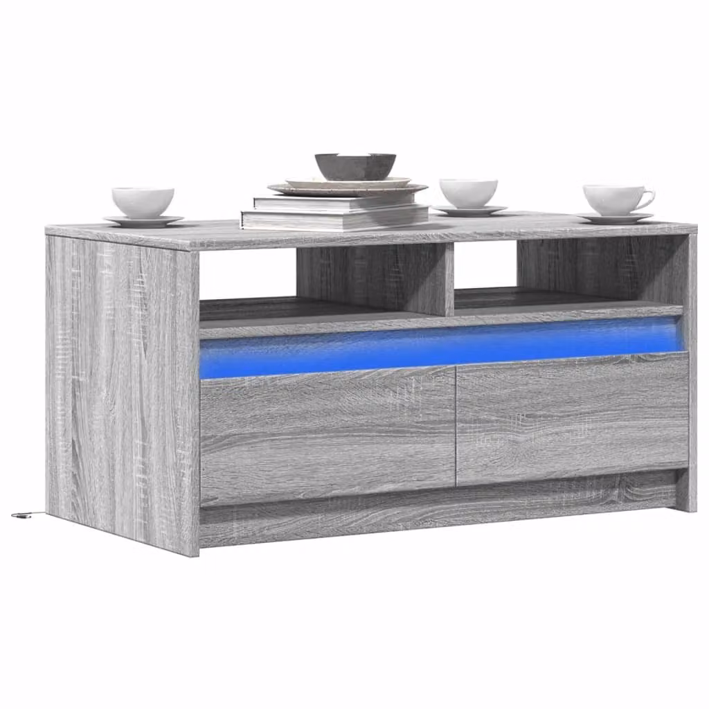 Maison Exclusive - Tavolino da salotto a LED in legno composito grigio Sonoma