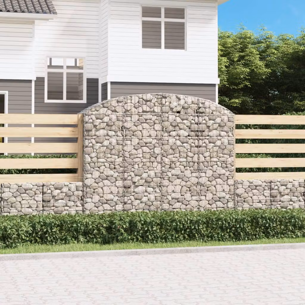Cesto Gabbione ad Arco vidaXL in Acciaio Zincato Grigio L: 200 cm, P: 50 cm, H: 160/180 cm