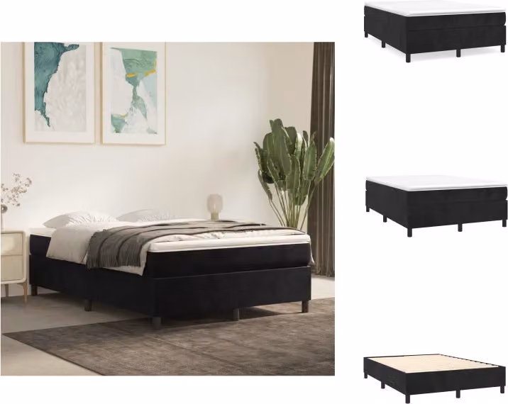 vidaXL Letto boxspring nero 140x200 cm in velluto - Letti e strutture letto