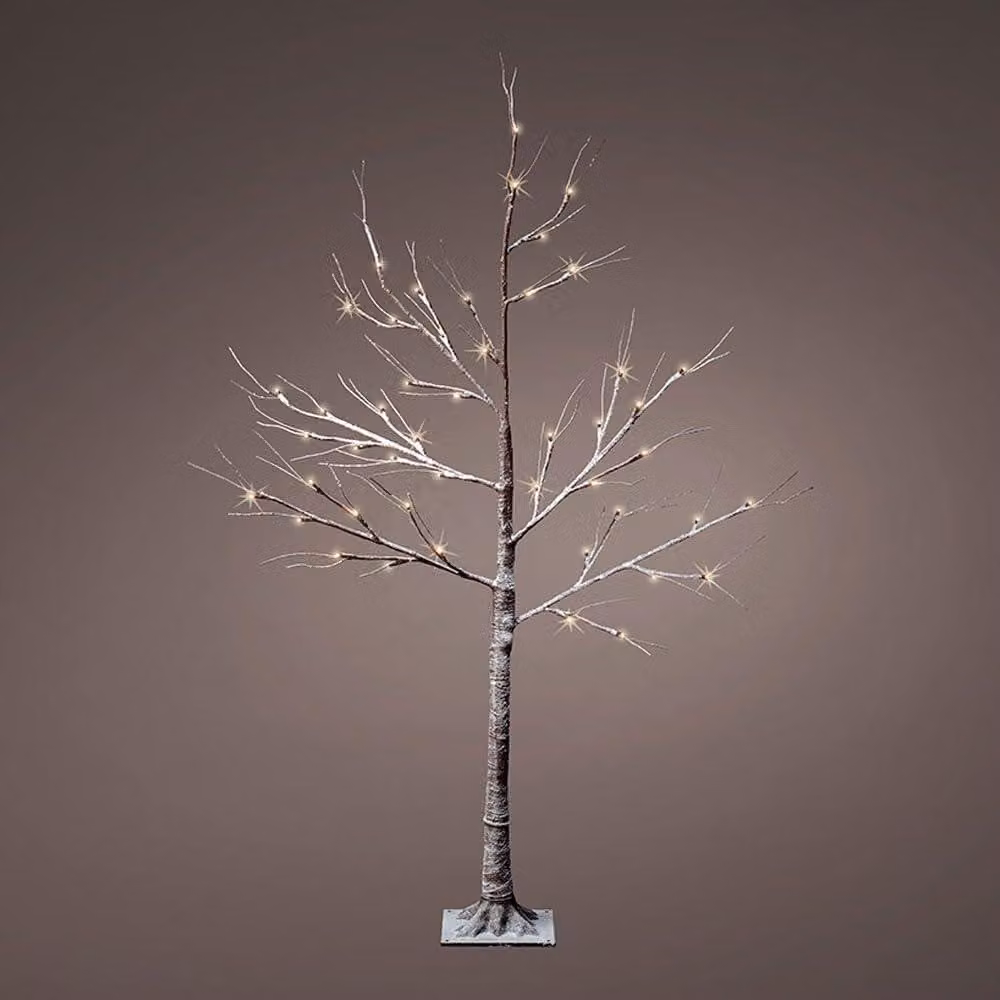 Albero di Natale a LED con effetto neve, 1 pezzo, in plastica, luce bianca, dimensioni 14x20x15 cm