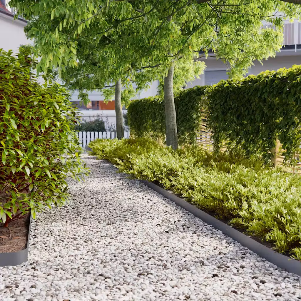 Set di 10 bordure per prato ornamentali vidaXL in acciaio laminato a freddo colore antracite