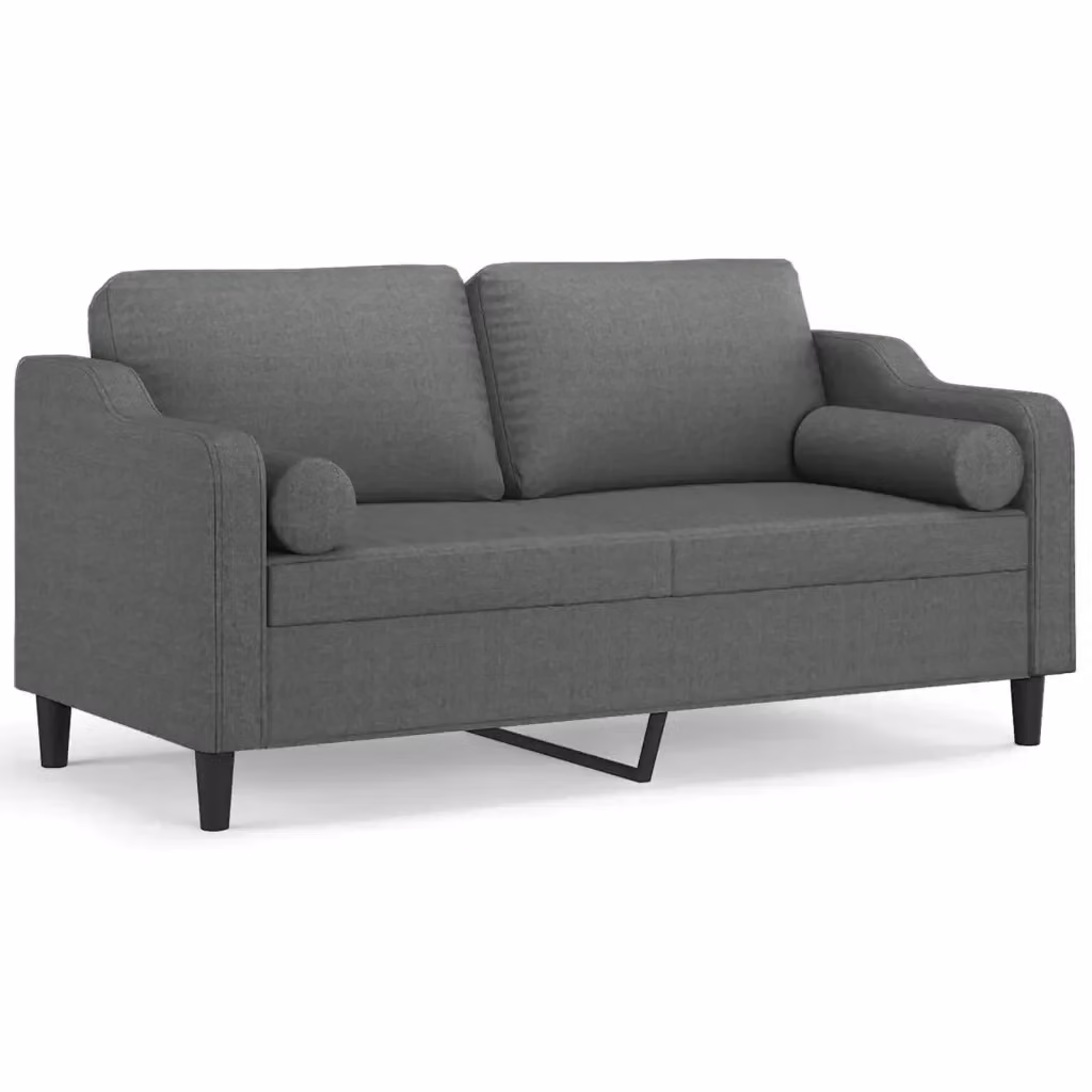 Divano a 2 posti moderno vidaXL in tessuto grigio con cuscini e coperture rimovibili – 2