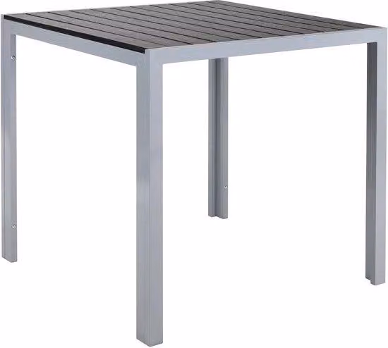 Tavolo da campeggio in alluminio e legno composito (WPC), 75x75 cm, grigio scuro, antiscivolo, resistente agli agenti atmosferici