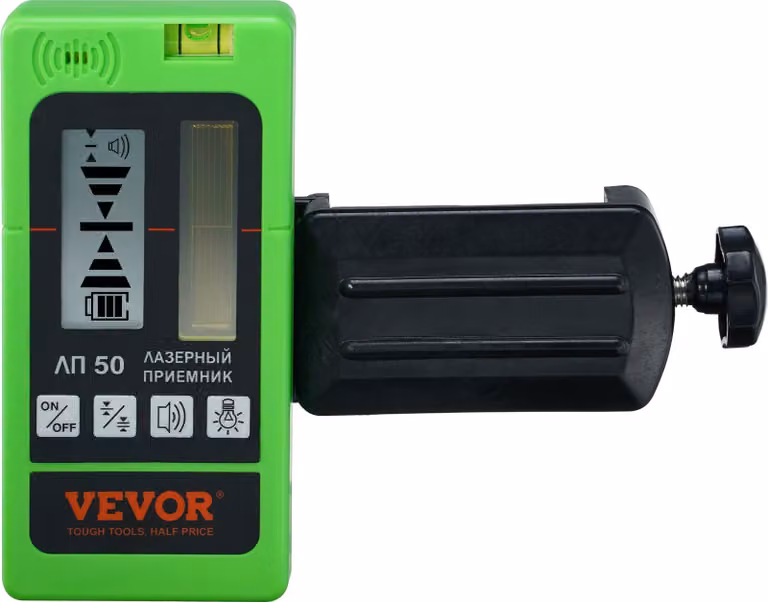 Ricevitore laser professionale Portata 60 m Rilevatore laser per laser a linee incrociate a impulsi ±1,5 mm Campo di livellamento Batterie da 1,5 V 20 ore di funzionamento Doppio display LCD con retroilluminazione