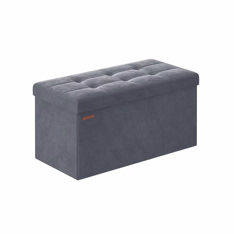 Cassapanca Pieghevole in Velluto con Scatole, Grigio Ardesia / 38 x 76 x 38 cm