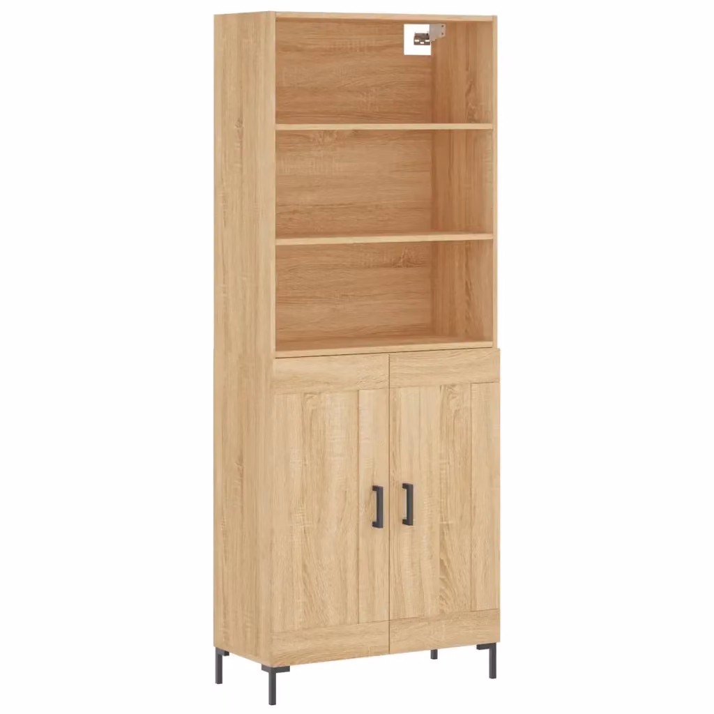 Credenza moderna vidaXL in legno e metallo color marrone, L: 69,5 cm, P: 34 cm, H: 180 cm – 2