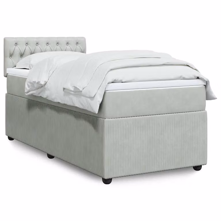 vidaXL Giroletto a Molle con Materasso Ibrido in Velluto Grigio Chiaro L/P/H: 100 x 200 cm
