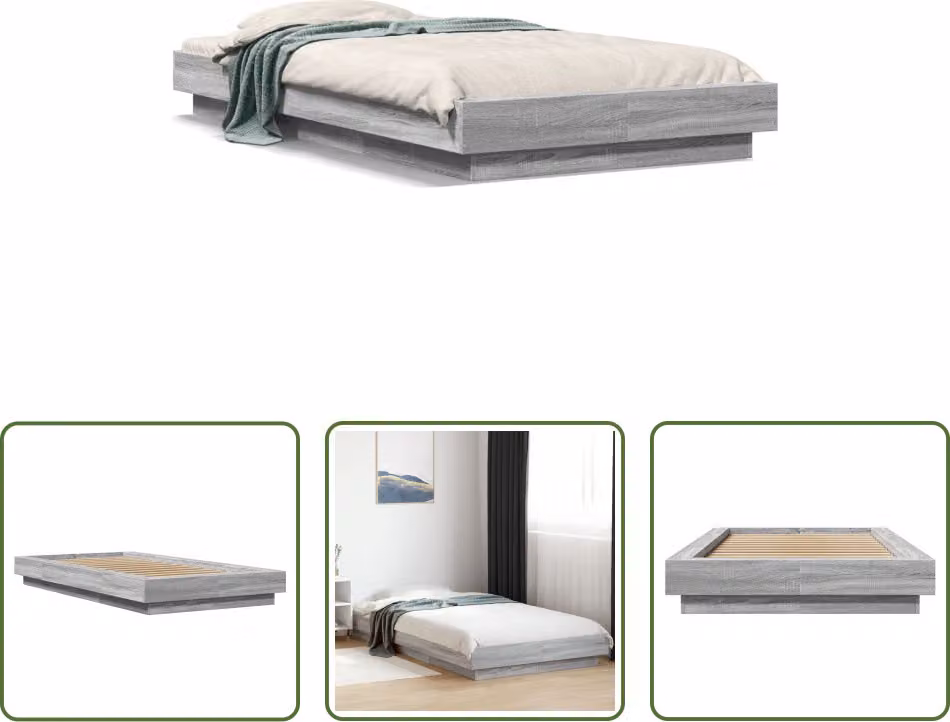 The Living Store Giroletto grigio Sonoma 90x190 cm in legno