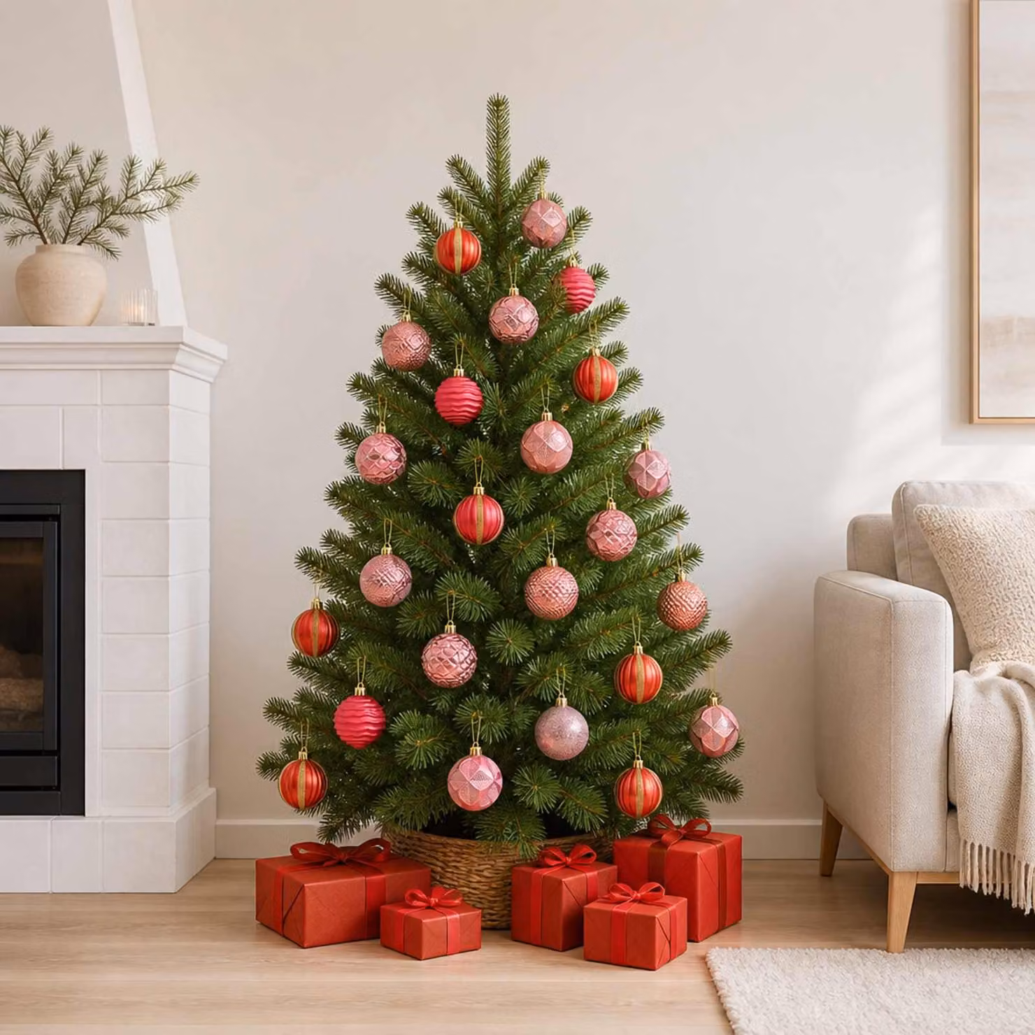 vidaXL Set di Palline di Natale 36 pz Rosa e rosé 6 cm Polistirolo
