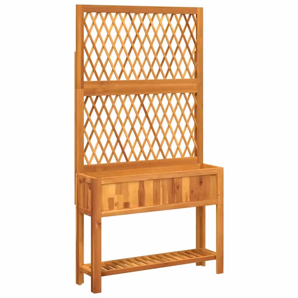 Fioriera con traliccio e ripiano vidaXL in legno marrone L: 100 cm, P: 32 cm, H: 185 cm – 2