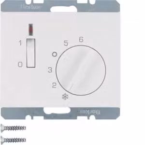 Berker 20317109 Termostato 24 V con contatto di apertura, elemento centrale, interruttore a bilanciere e LED bianco polare,