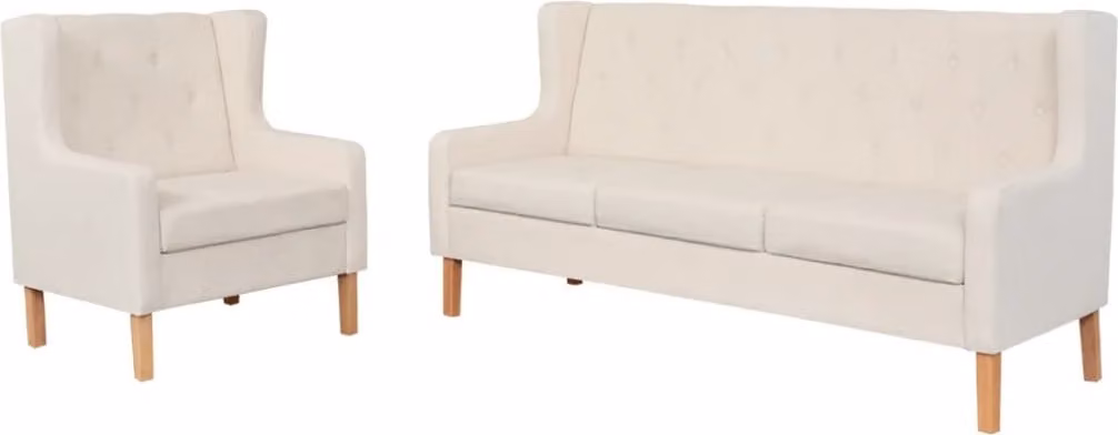 Maison Exclusive - Set Divani 2 pz in Tessuto Bianco Crema