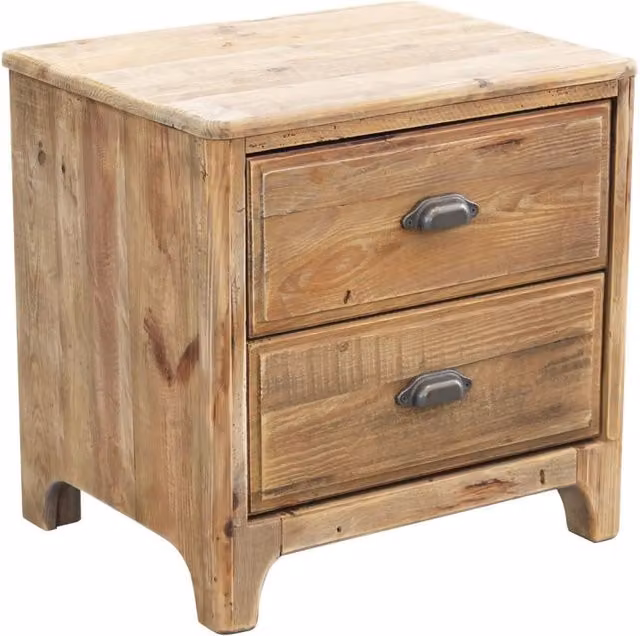 Comodino con 2 cassetti in Pino riciclato cm 55x45x55 - PINE