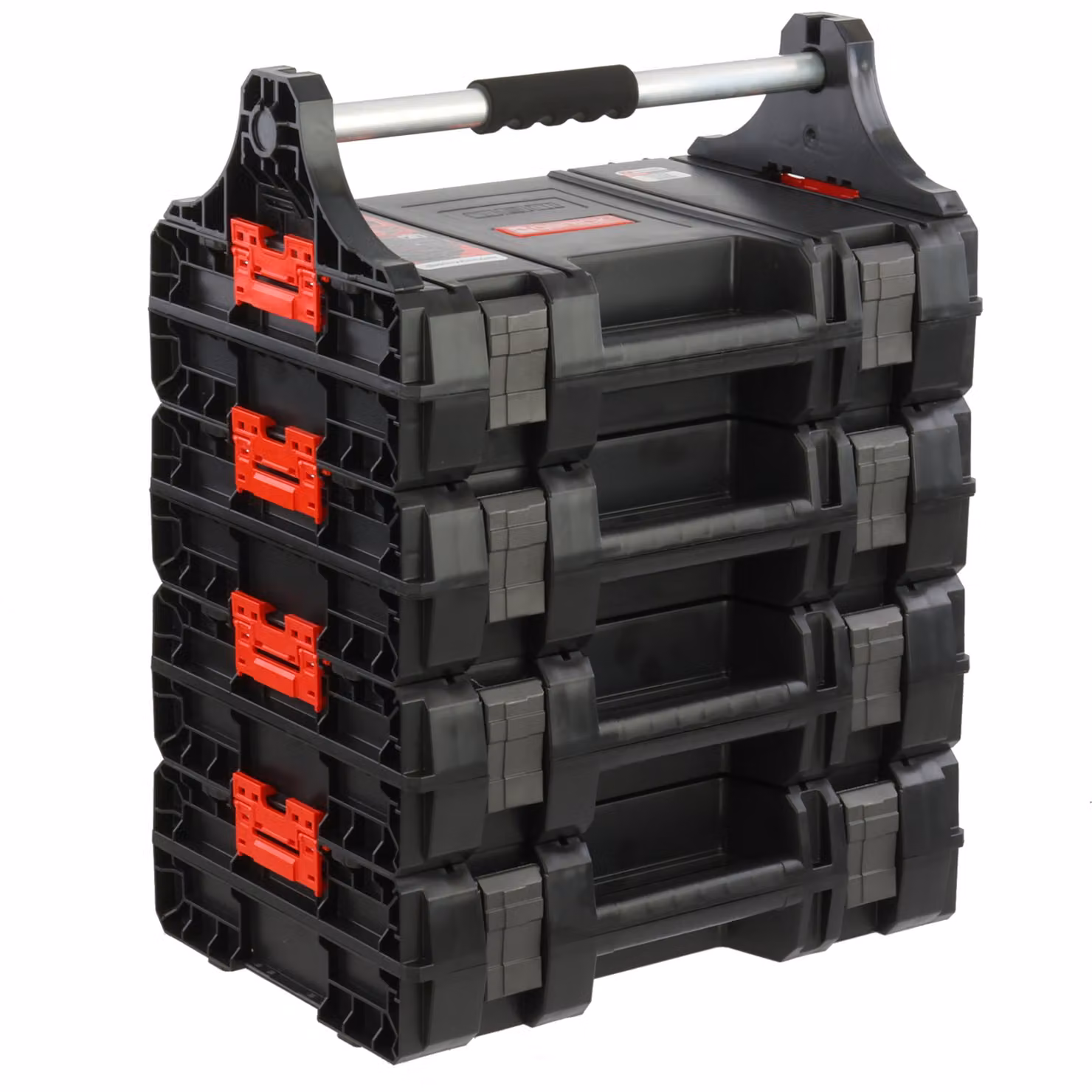 set di 4 valigette portautensili con maniglia, scatola per elettroutensili set modulare H 62,5 cm, garage officina PRO