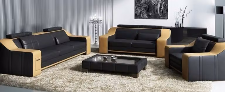 Ledersofa Set Sofa Couch Sitz Polster Garnitur Sofagarnitur 3+2+1 Sofas mit USB