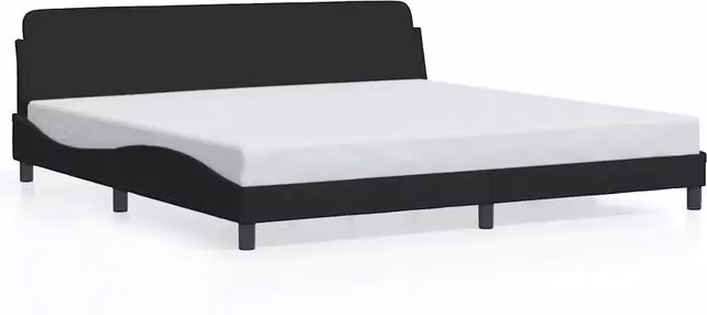 Letto matrimoniale Dover Nero in Velluto con doghe in legno L/P/H: 200 x 200 x 74.5 cm – 1