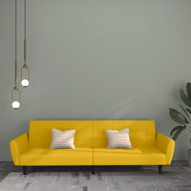 Divano Letto Click-Clack vidaXL in Velluto Giallo con Struttura in Legno Solido e Poggiatesta Regolabile – 1