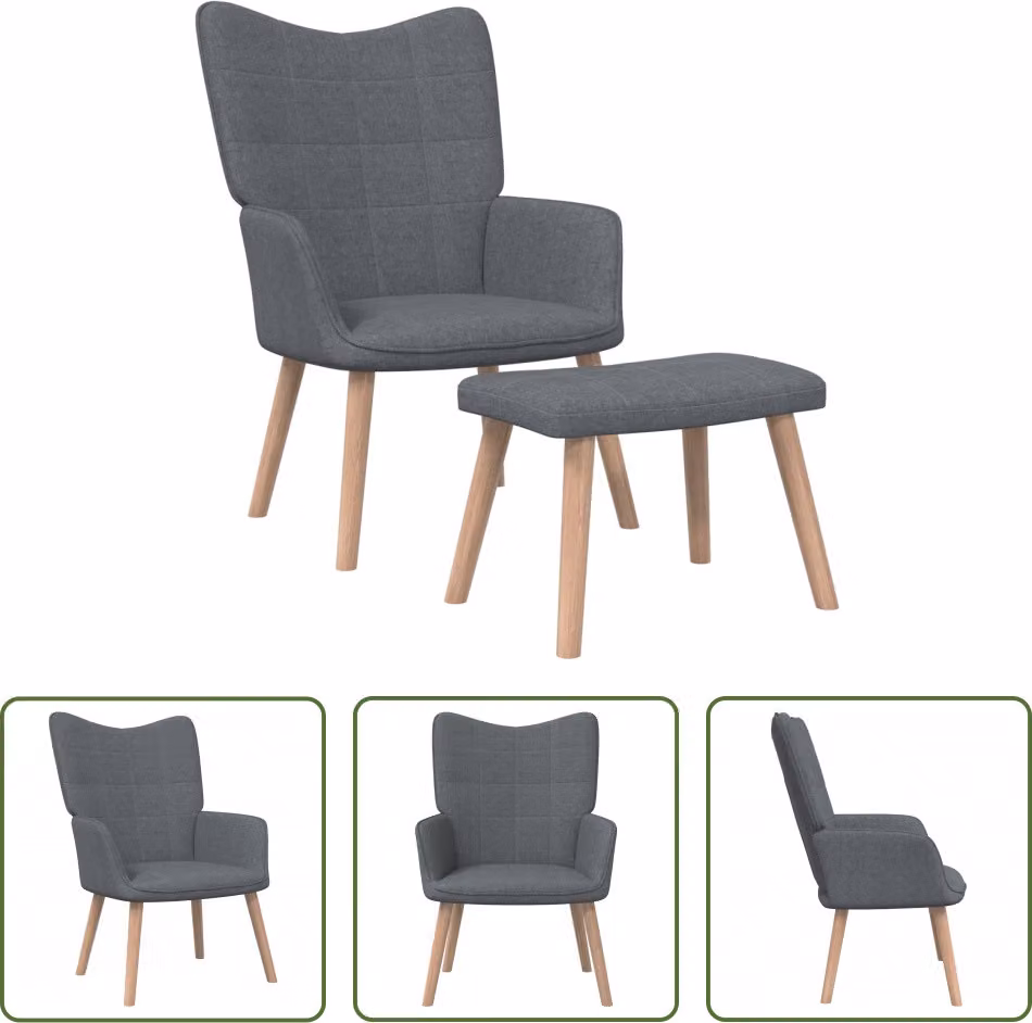 The Living Store Poltrona relax con poggiapiedi in tessuto grigio scuro