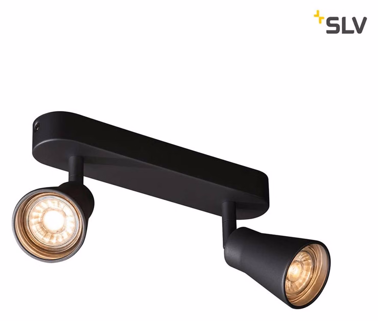 Faretto da soffitto Avo CW nero a 2 luci GU10 orientabile e girevole