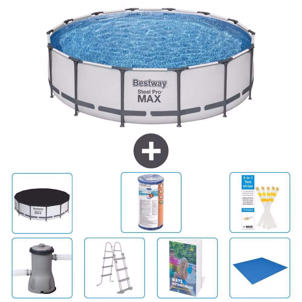 Piscina gonfiabile Bestway Steel Pro MAX, rotonda, 427x122 cm, composta da 6 parti, modello S594