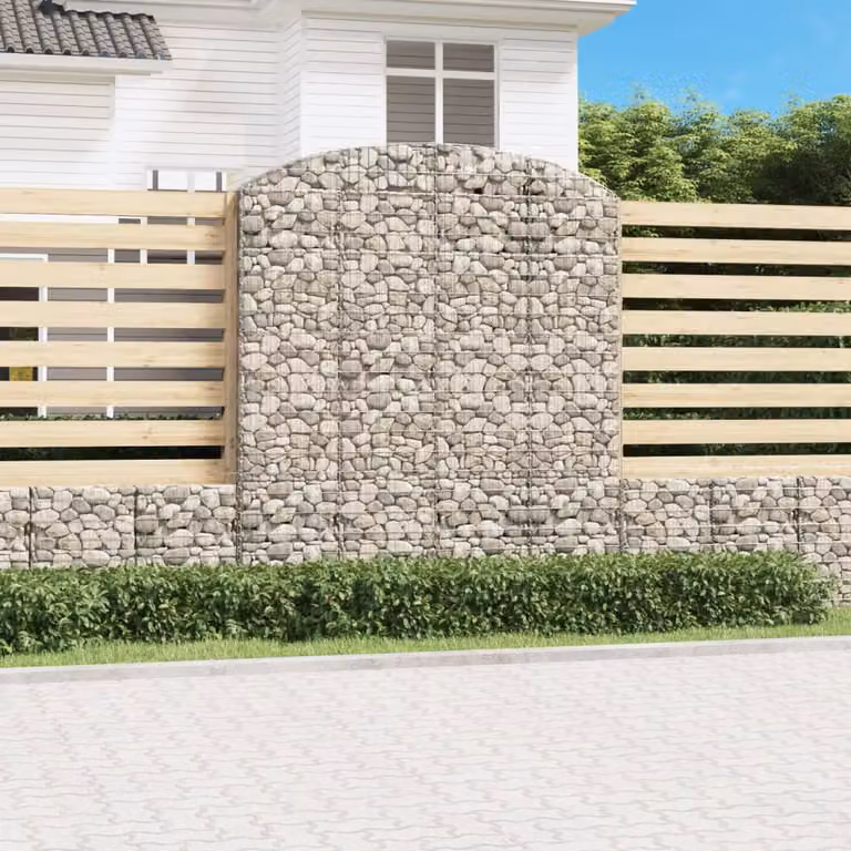 Cesto Gabbione ad Arco vidaXL in Acciaio Zincato Grigio L/P/H: 200 x 50 x 220/240 cm