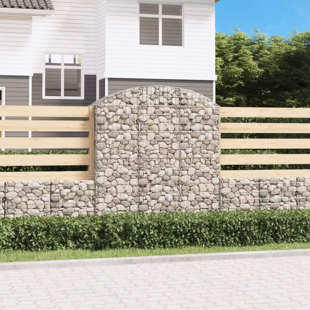 vidaXL Cesto Gabbione ad Arco in Ferro Zincato Grigio L: 150 cm, P: 50 cm, H: 160/180 cm
