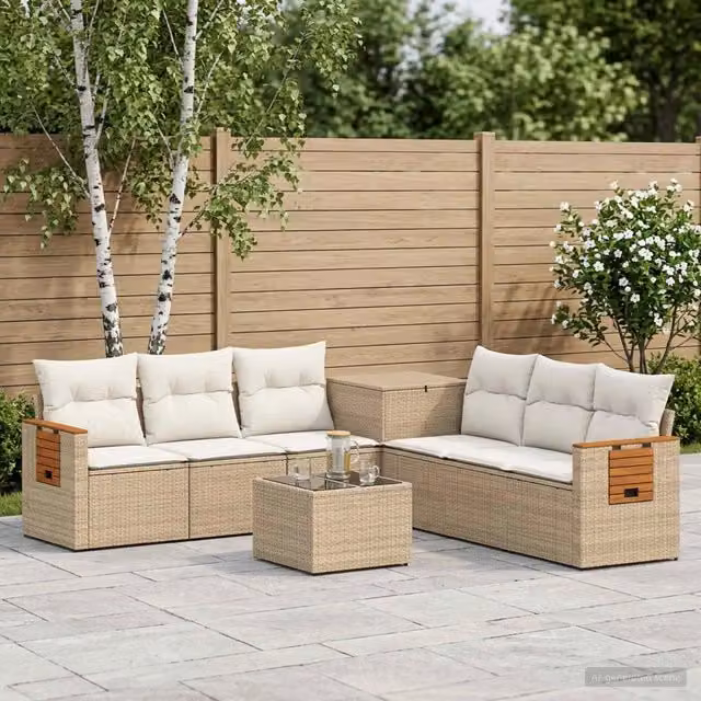 Set di divani 8 pz Beige e Bianco Crema 55 x 55 x 37 cm 3448598