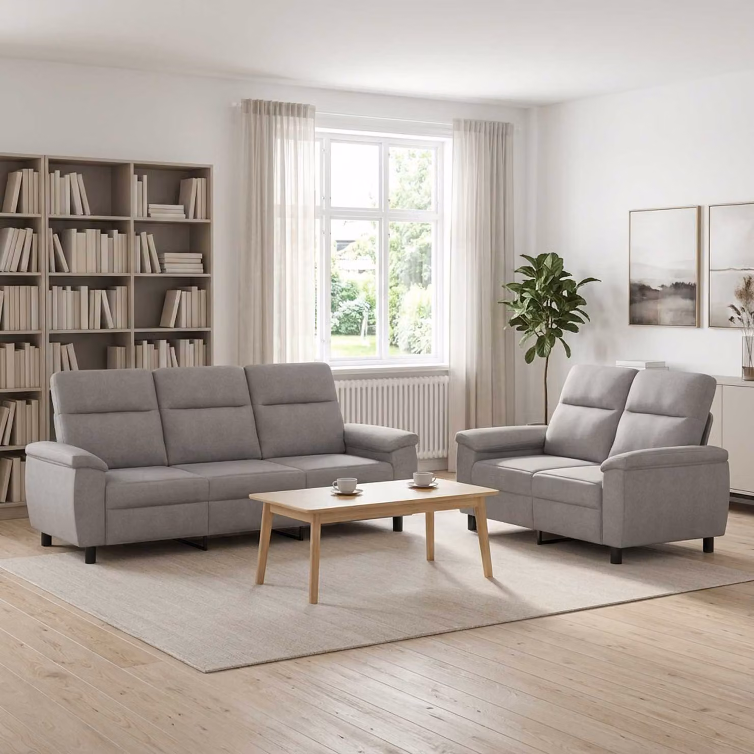 Set di 2 divani moderni vidaXL in tessuto grigio con struttura in metallo per il tuo soggiorno