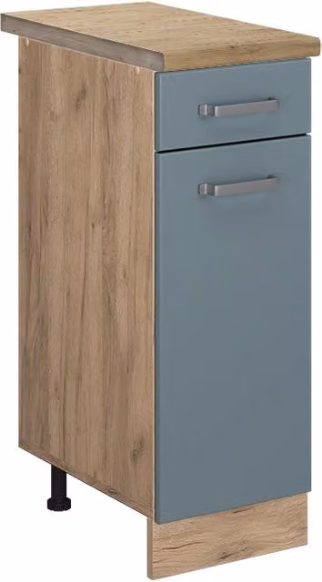 Mobiletto base per cucina R-Line Vicco Grigio-blu e Rovere dorato L: 30 cm – 1