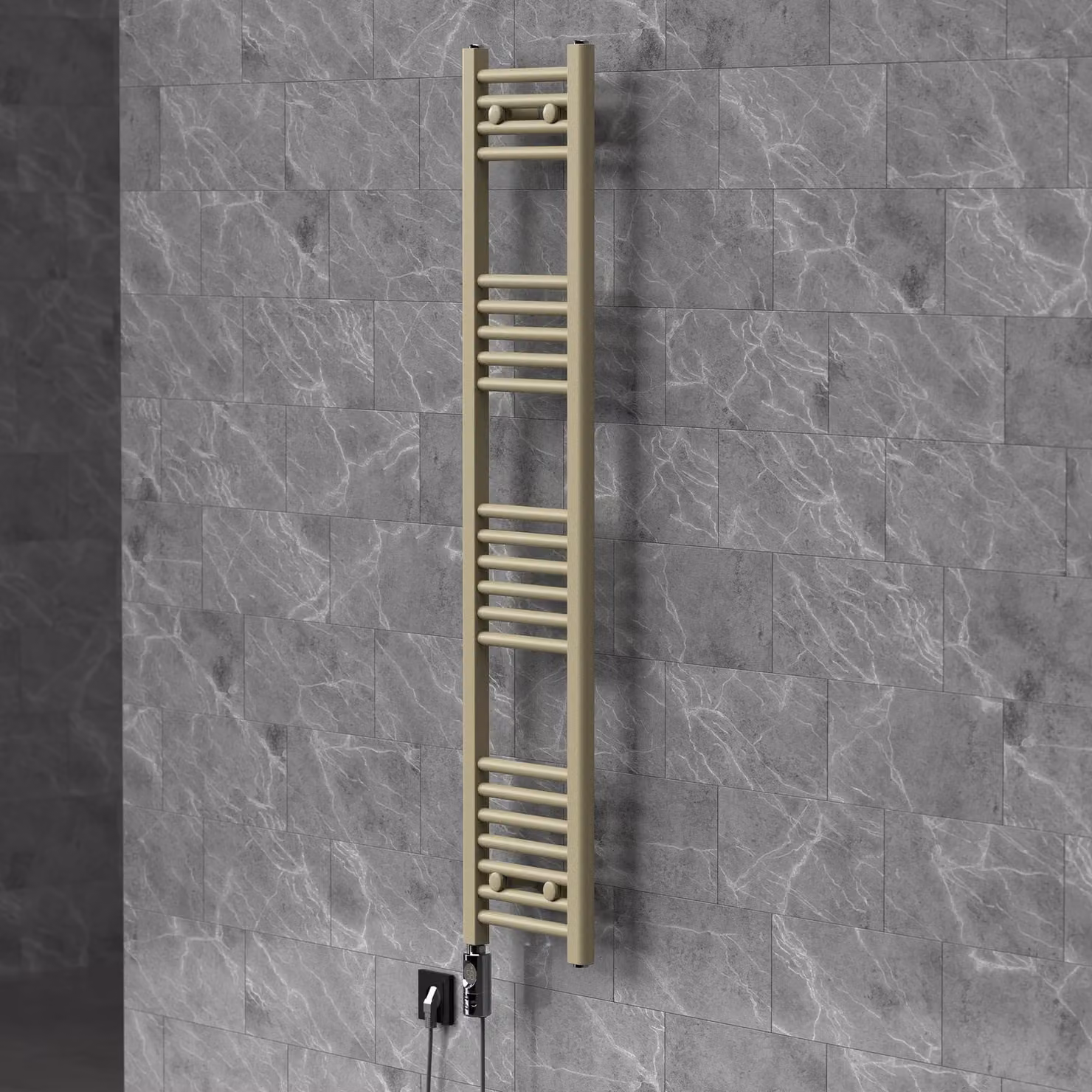 Radiatore elettrico da bagno da 300 W, colore beige - Radiatore asciugamani da parete - Altezza 140 cm - Acciaio verniciato a polvere - Ideale per il riscaldamento del bagno