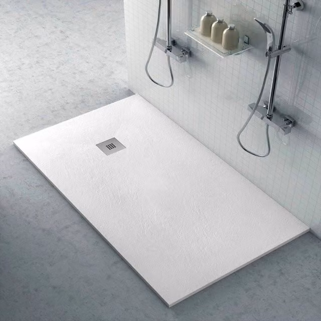 Piatto doccia Karen rettangolare filo pavimento in resina minerale bianco pietra L: 80 cm, P: 180 cm