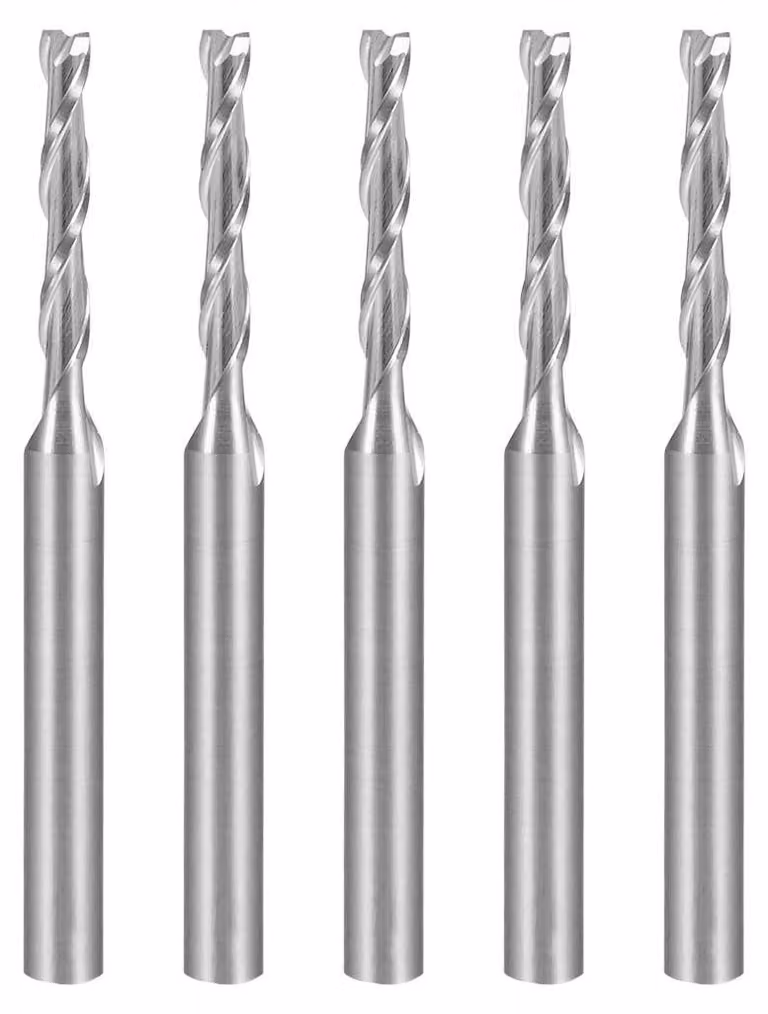 5 frese a fusto in metallo duro, diametro 1/8" (0,8 mm) x 3 mm, per lavorazioni CNC