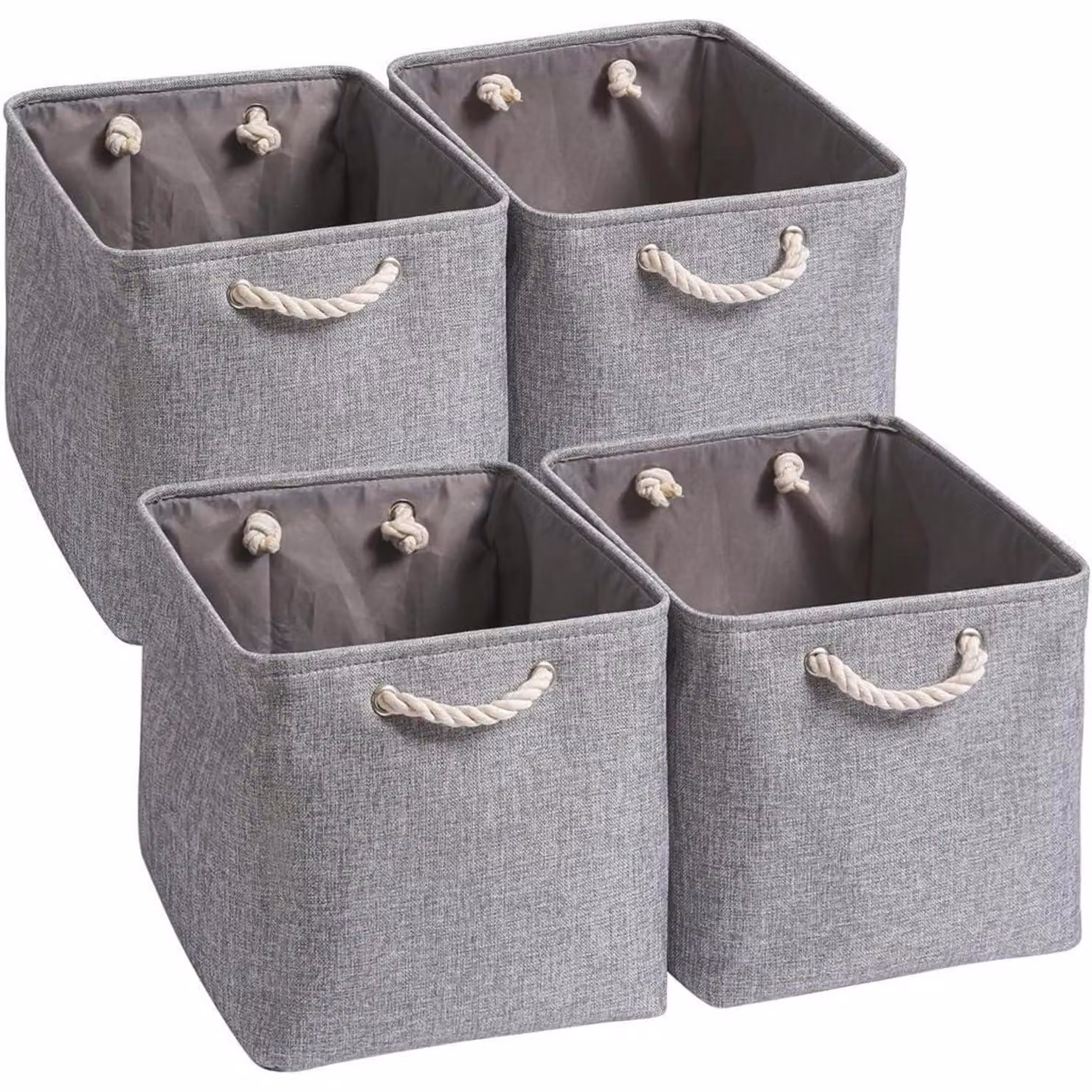 Contenitore in tessuto, 33x38x33 cm, grigio, confezione da 4