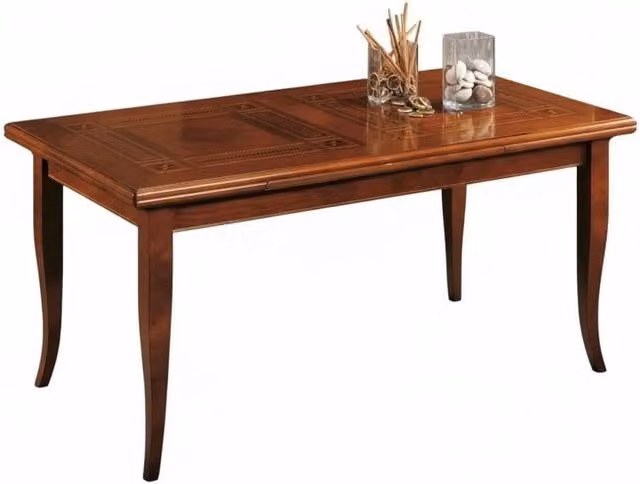 Tavolo rettangolare allungabile classico con intarsio in legno Mobili 2G marrone L: 170 cm, P: 90 cm, H: 78 cm – 1